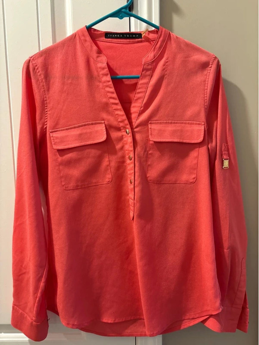 Ivanka Trump Women's Coral Long Sleeve Blouse Size Small EUC